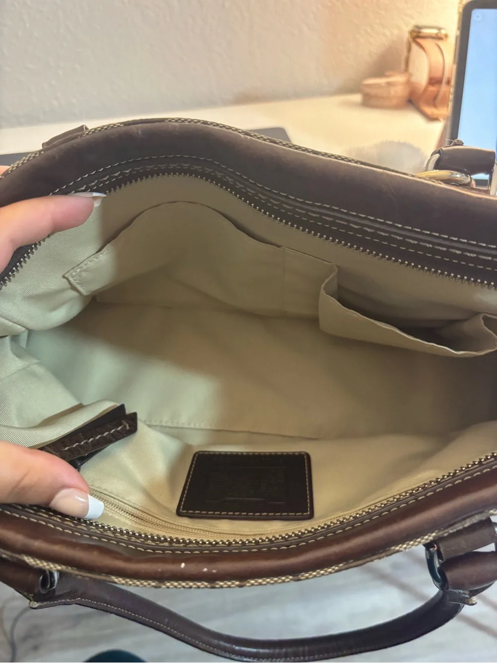 Coach Brown Signature Canvas Satchel